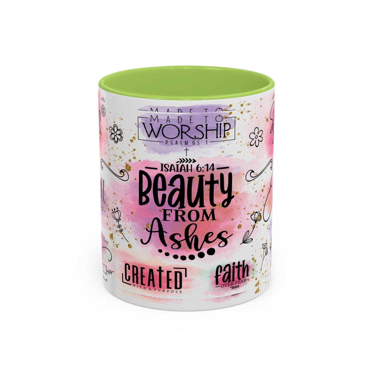 Inspirational Christian Coffee Mug — "Beauty From Ashes" Faith & Strength Accent Mug (11/15oz)