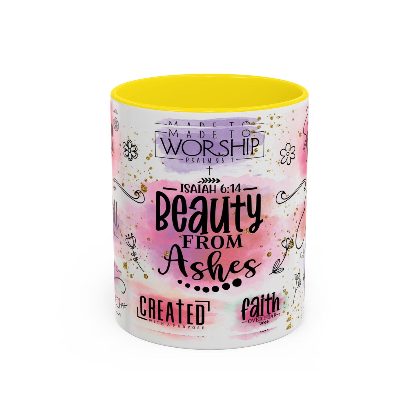 Inspirational Christian Coffee Mug — "Beauty From Ashes" Faith & Strength Accent Mug (11/15oz)