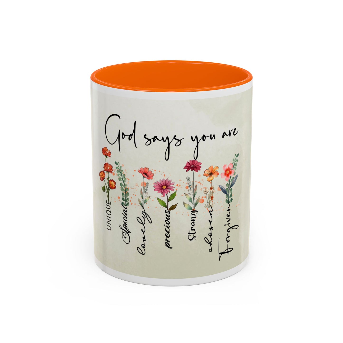 Inspirational Floral Coffee Mug — "God Says You Are" Ceramic Accent Mug (11/15 oz)