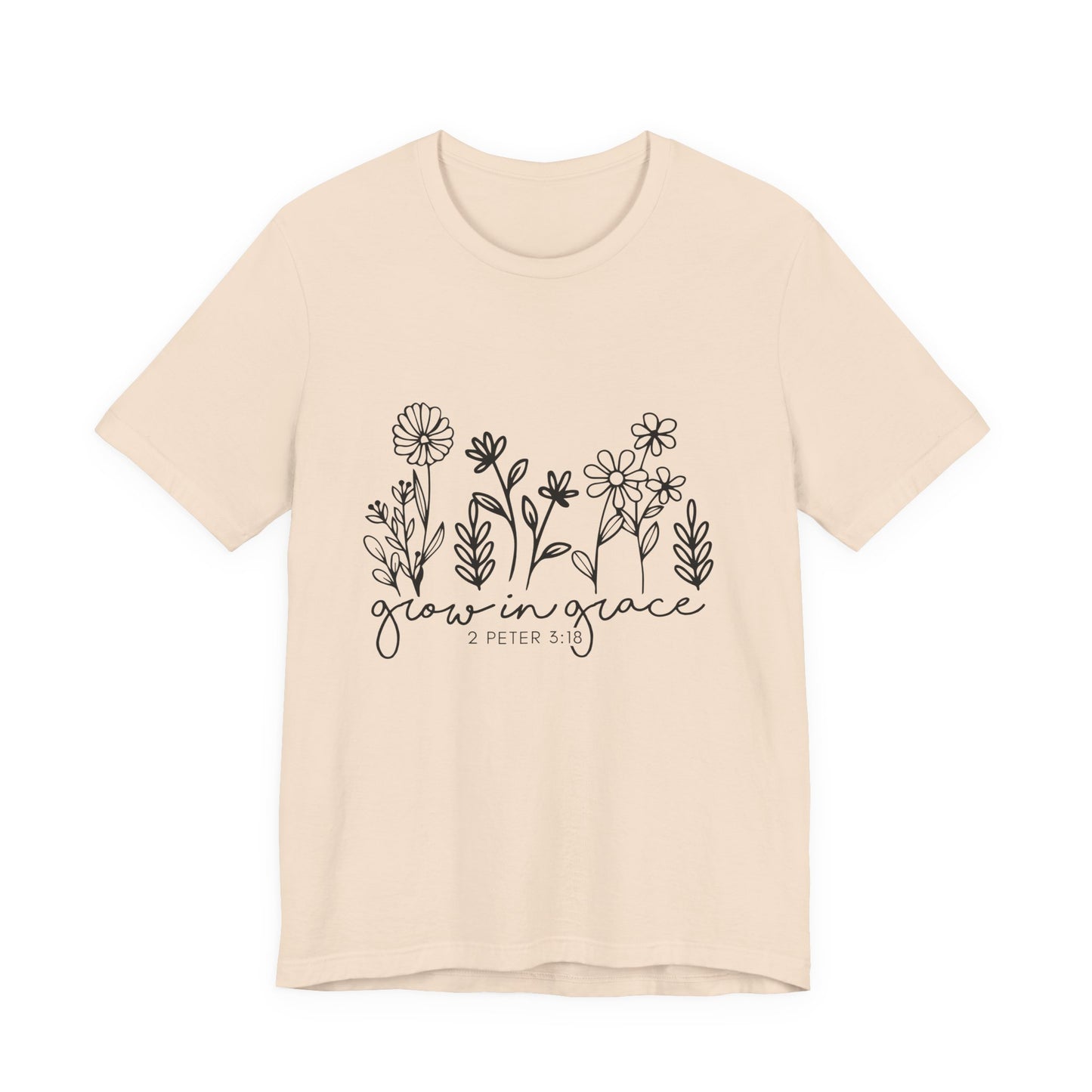 Grow in Grace Floral Tee — Christian Scripture Shirt (2 Peter 3:18)