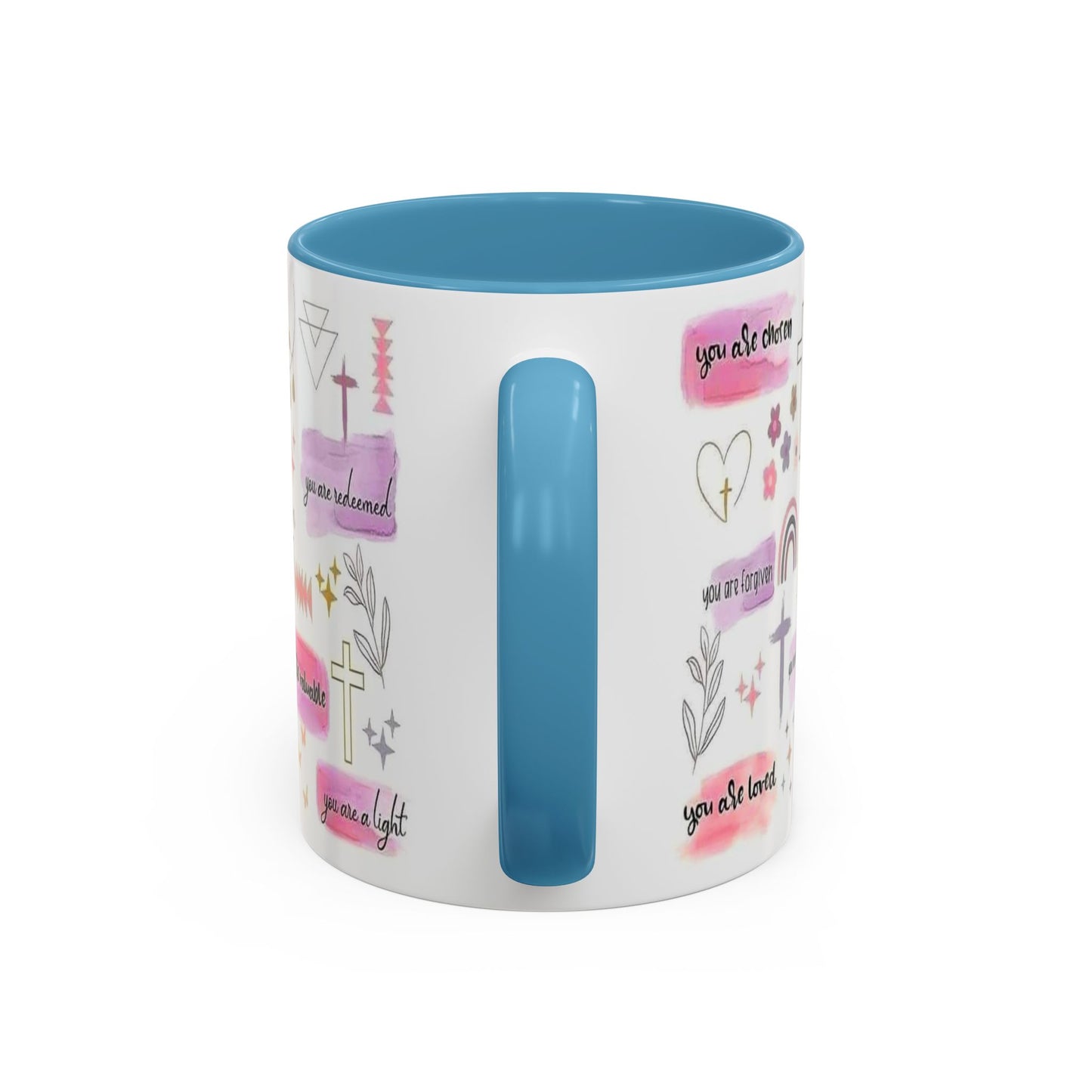 Christian Accent Coffee Mug — "Remind me who you are in Christ" Inspirational Pattern