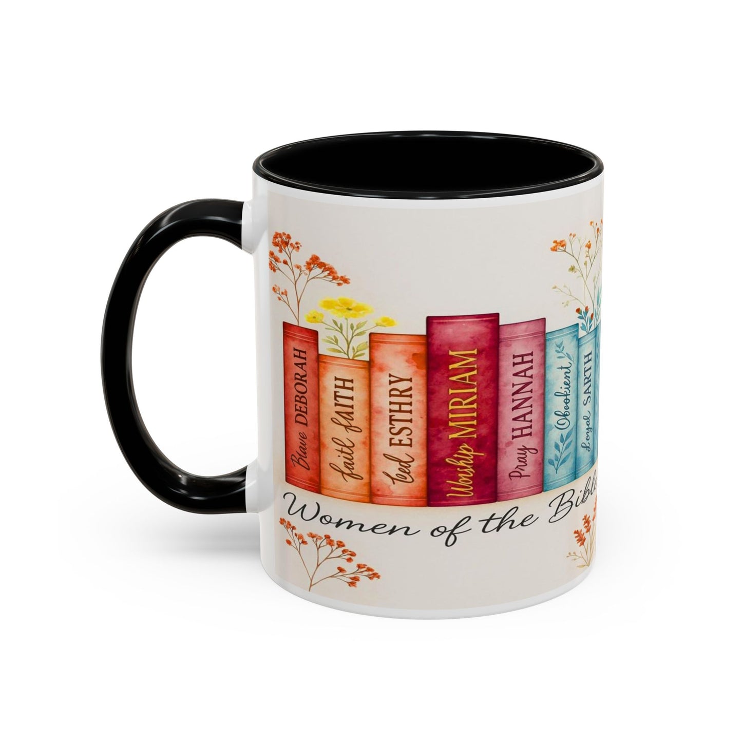 Bible Women Coffee Mug — Floral Illustrated Books Design (11/15 oz)