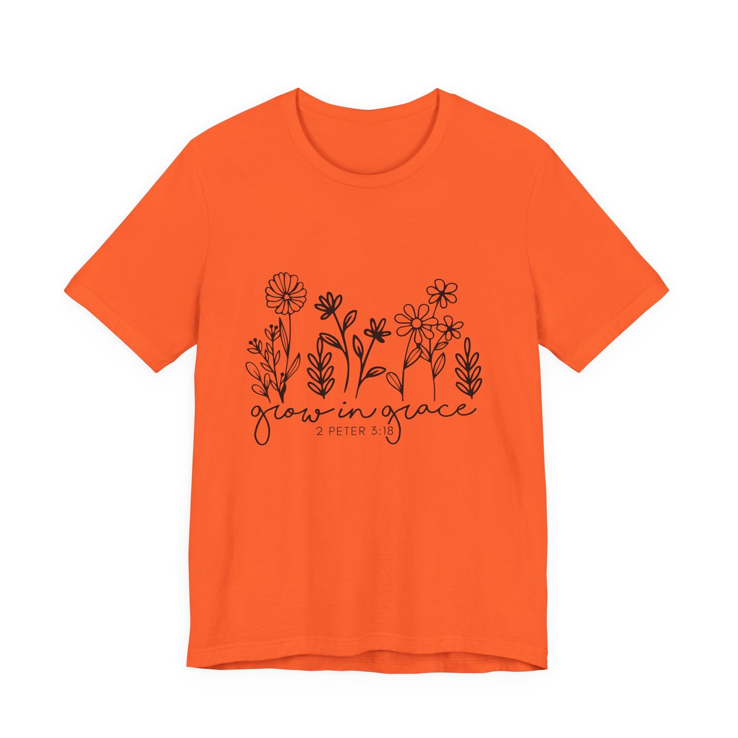Grow in Grace Floral Tee — Christian Scripture Shirt (2 Peter 3:18)