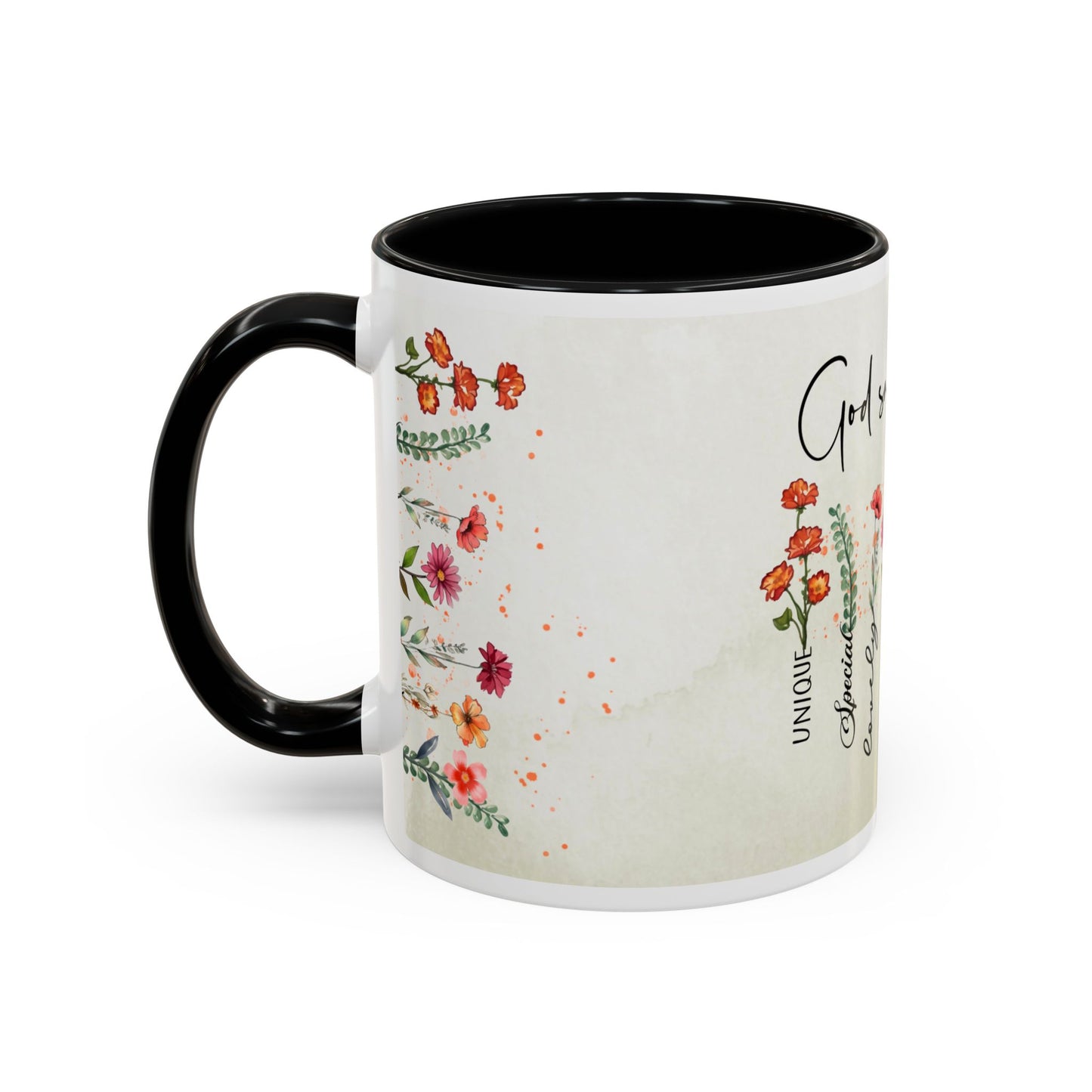 Inspirational Floral Coffee Mug — "God Says You Are" Ceramic Accent Mug (11/15 oz)