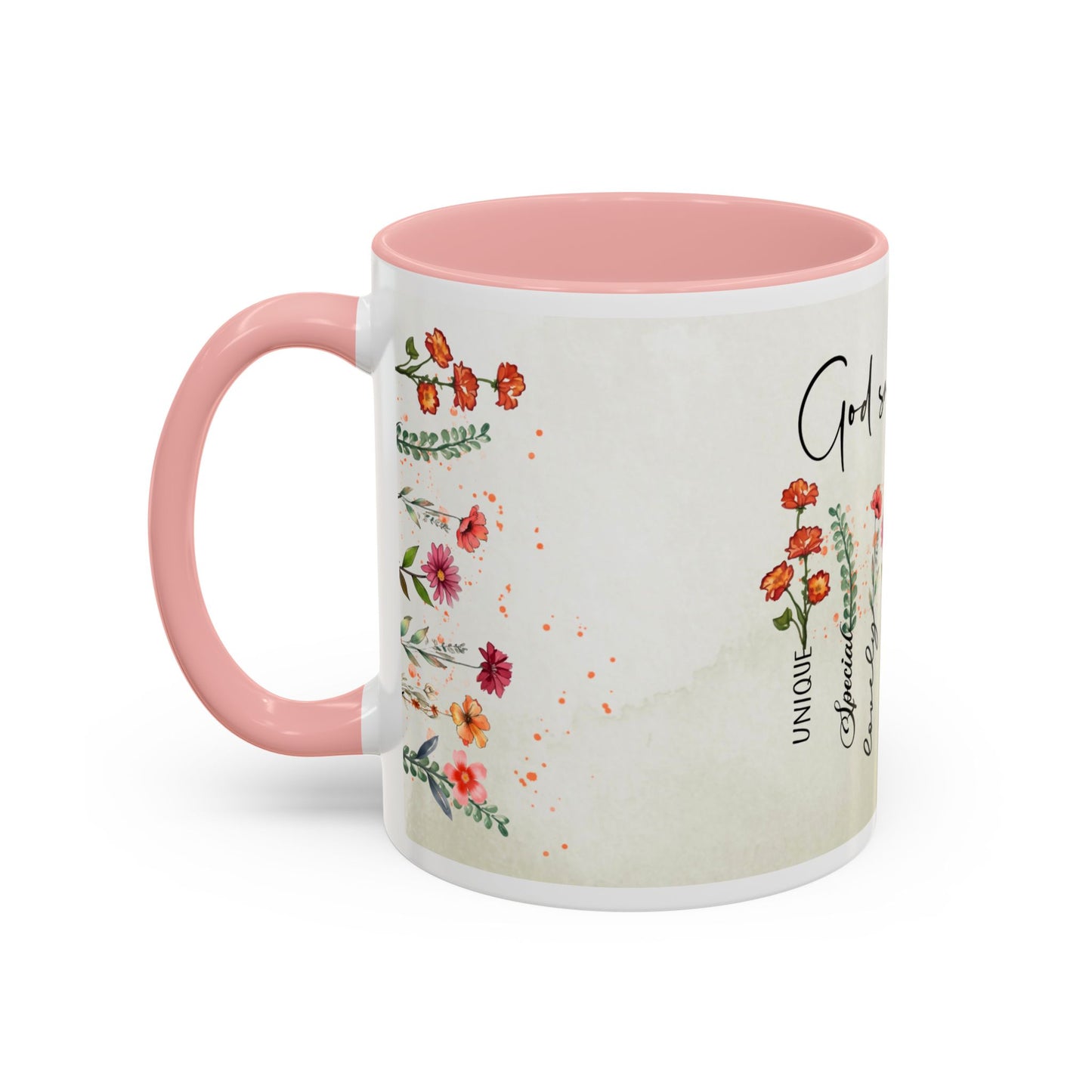 Inspirational Floral Coffee Mug — "God Says You Are" Ceramic Accent Mug (11/15 oz)