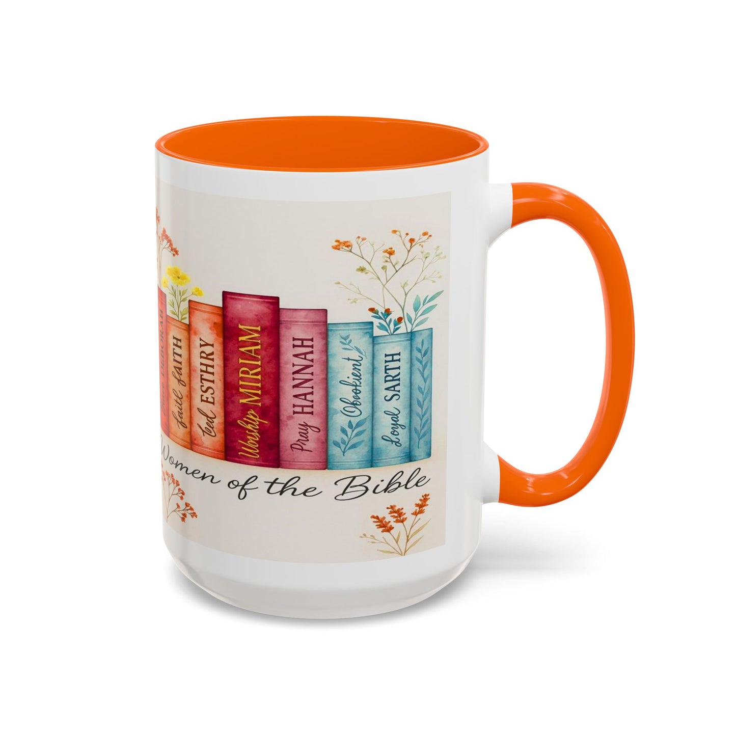 Bible Women Coffee Mug — Floral Illustrated Books Design (11/15 oz)