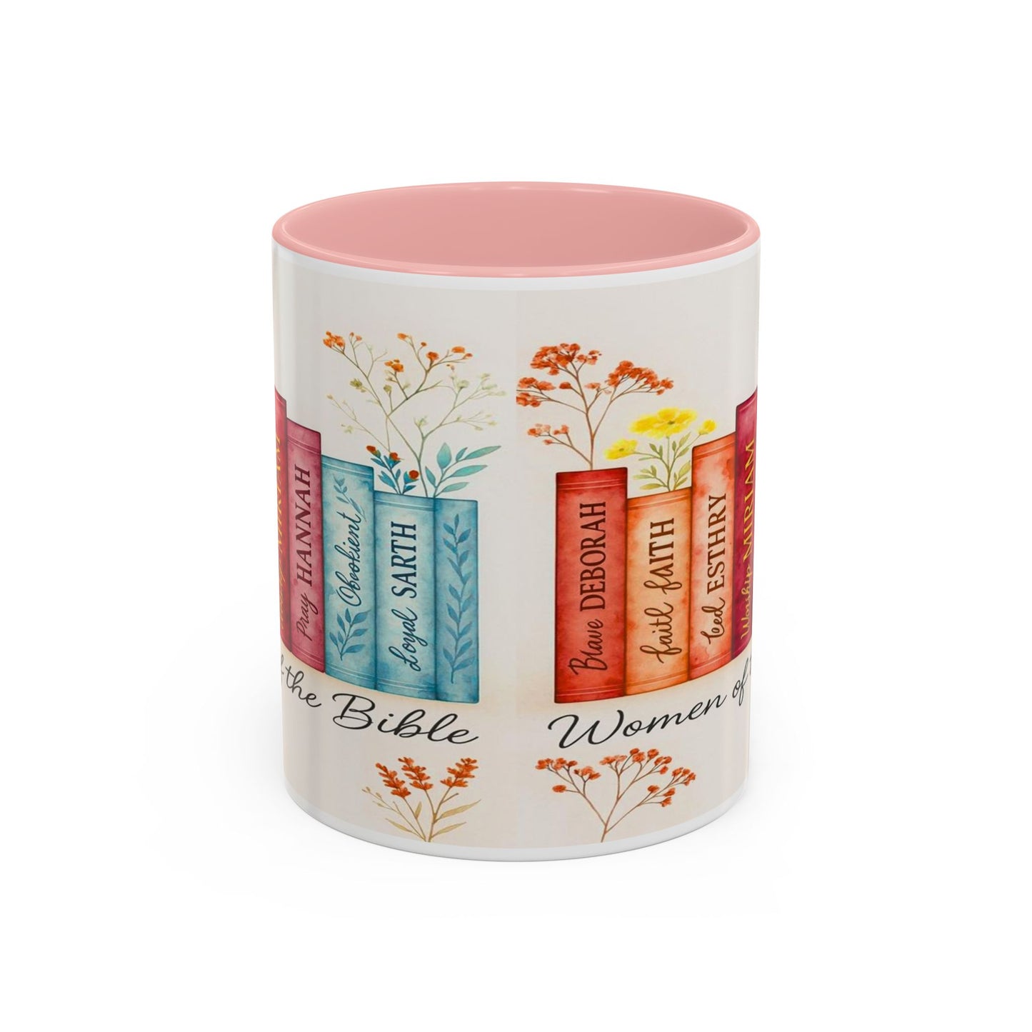 Bible Women Coffee Mug — Floral Illustrated Books Design (11/15 oz)