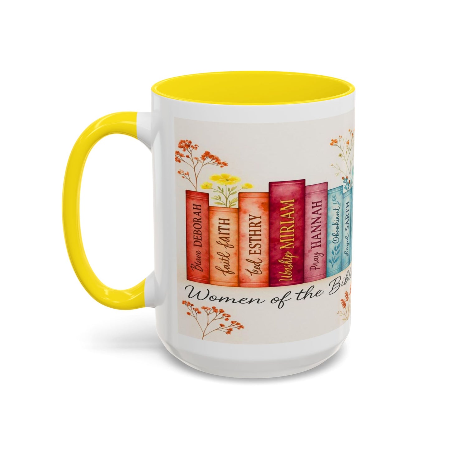 Bible Women Coffee Mug — Floral Illustrated Books Design (11/15 oz)