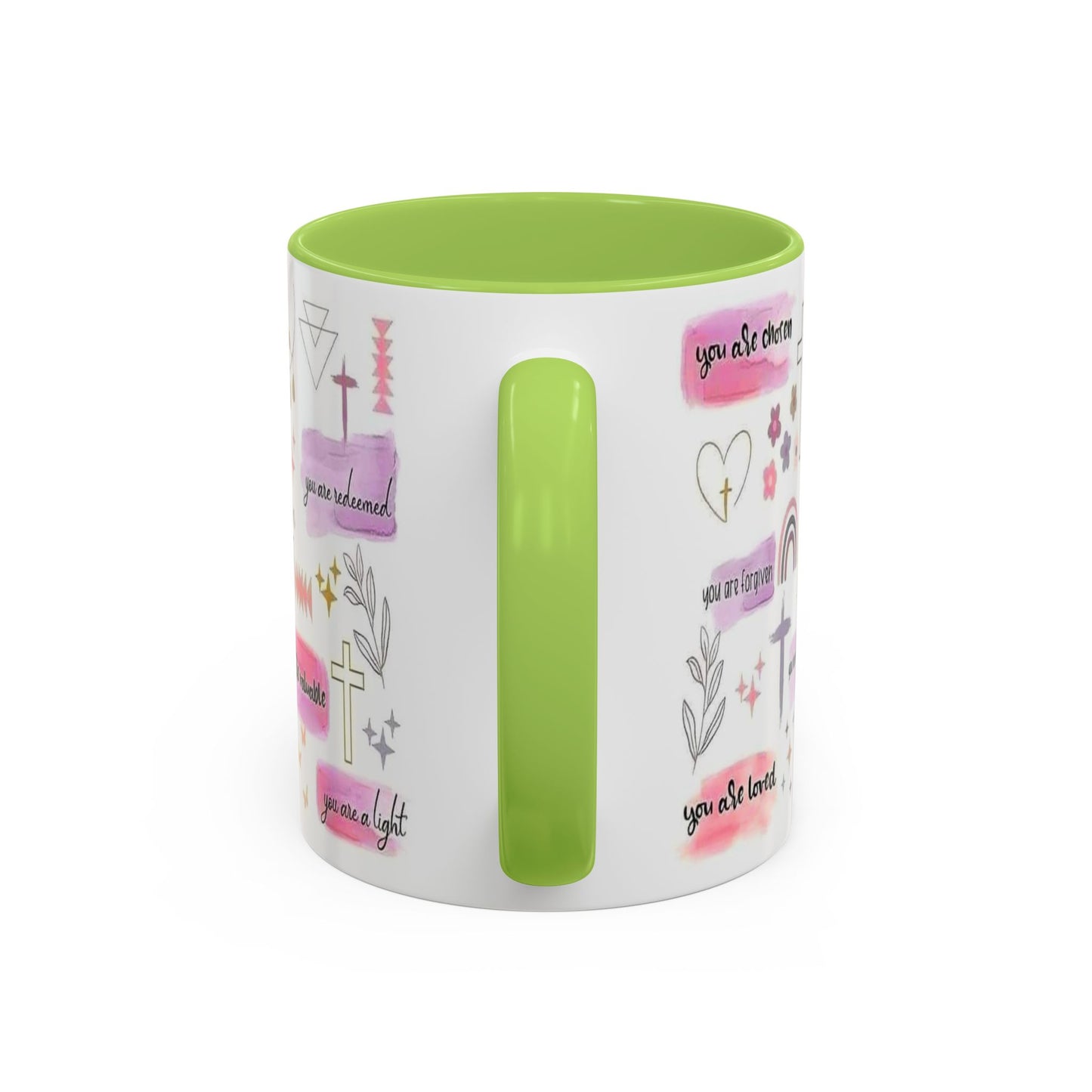 Christian Accent Coffee Mug — "Remind me who you are in Christ" Inspirational Pattern