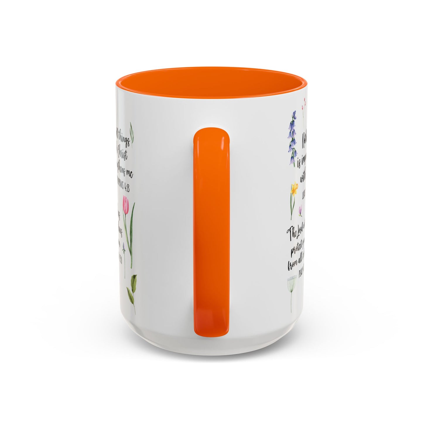 Inspirational Bible Verse Coffee Mug — Floral Scripture Quotes (11/15oz)