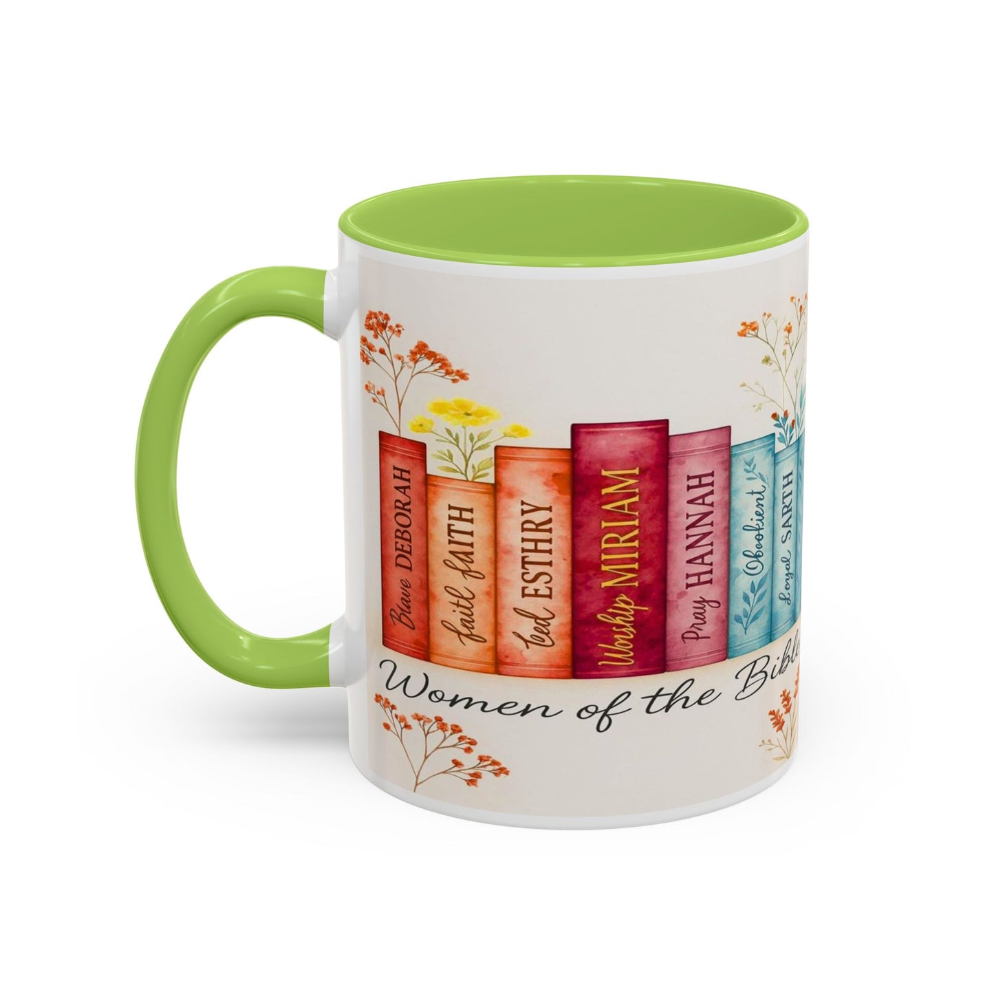 Bible Women Coffee Mug — Floral Illustrated Books Design (11/15 oz)