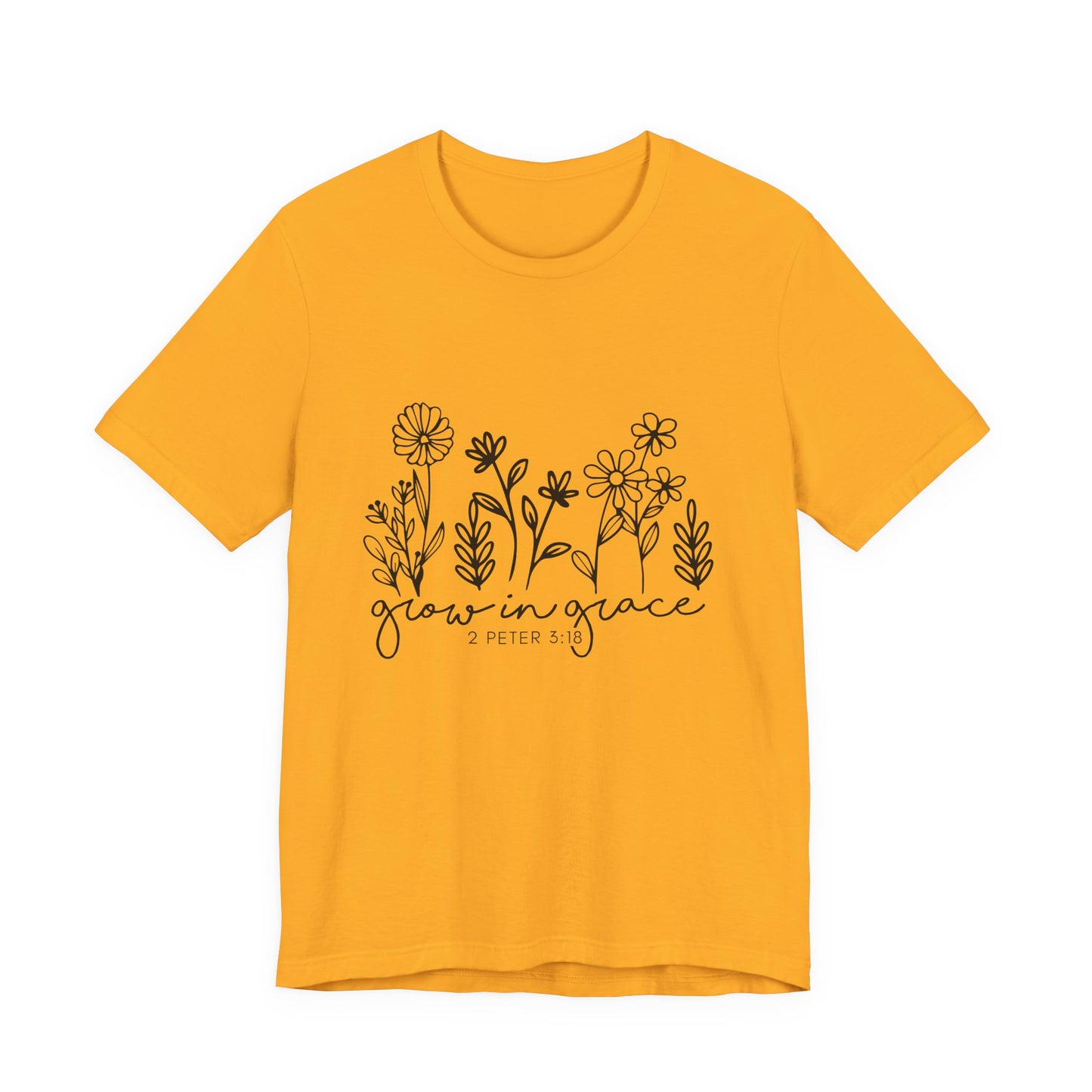 Grow in Grace Floral Tee — Christian Scripture Shirt (2 Peter 3:18)