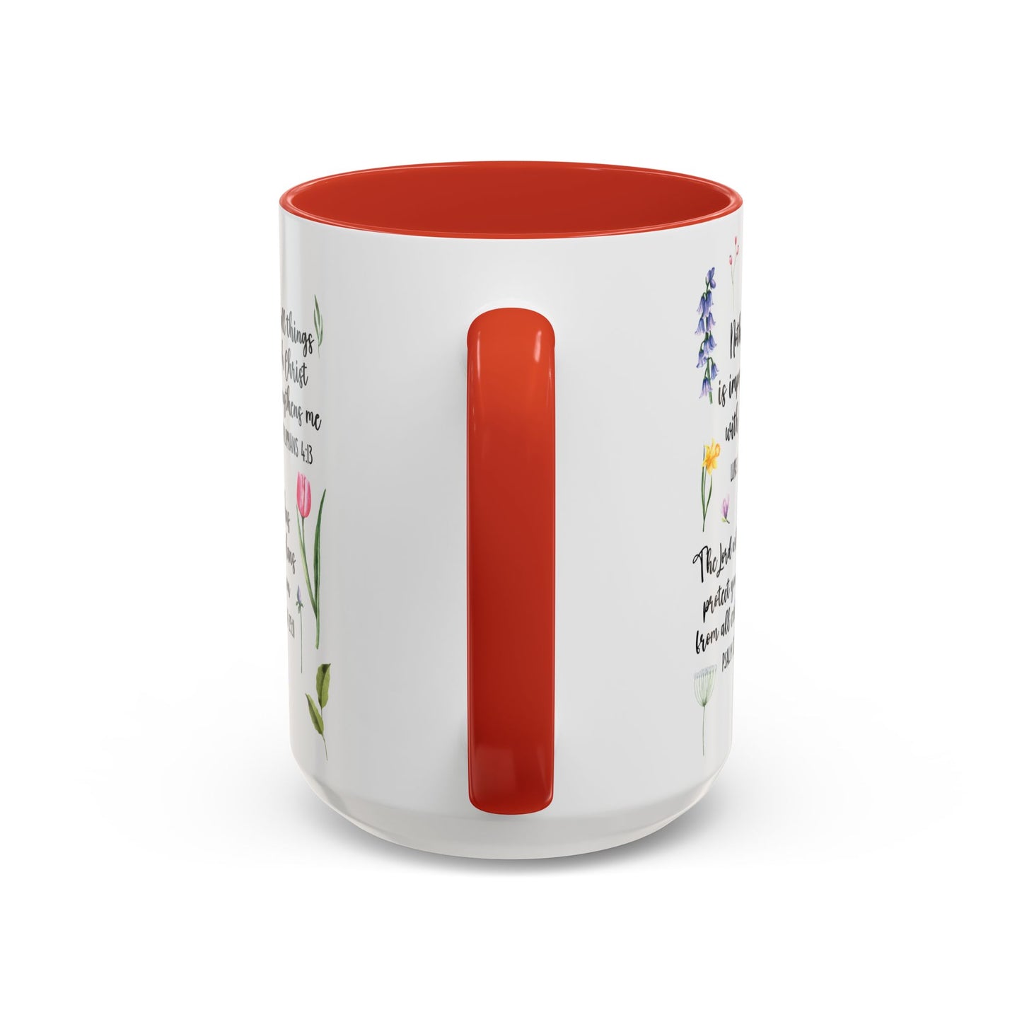 Inspirational Bible Verse Coffee Mug — Floral Scripture Quotes (11/15oz)