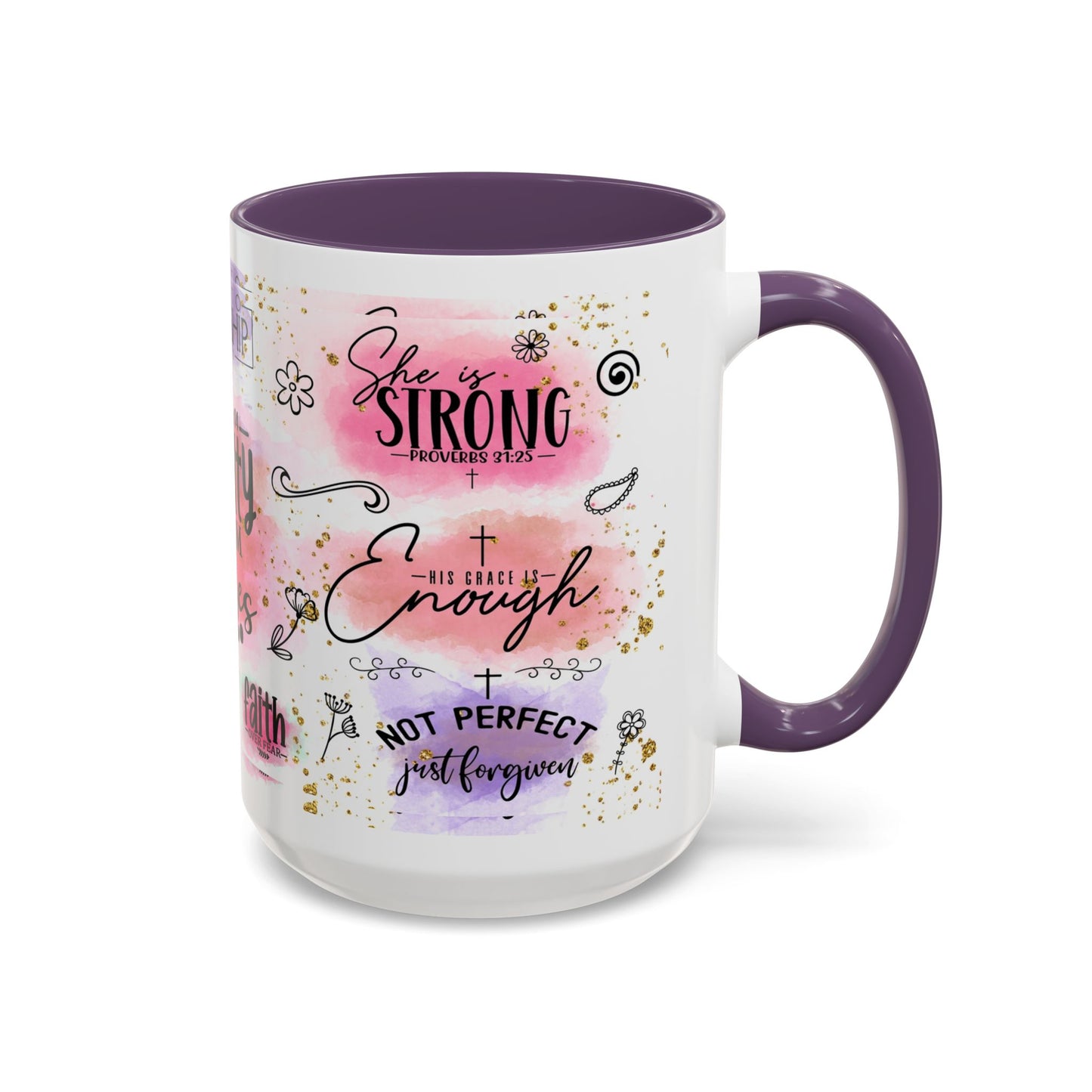 Inspirational Christian Coffee Mug — "Beauty From Ashes" Faith & Strength Accent Mug (11/15oz)