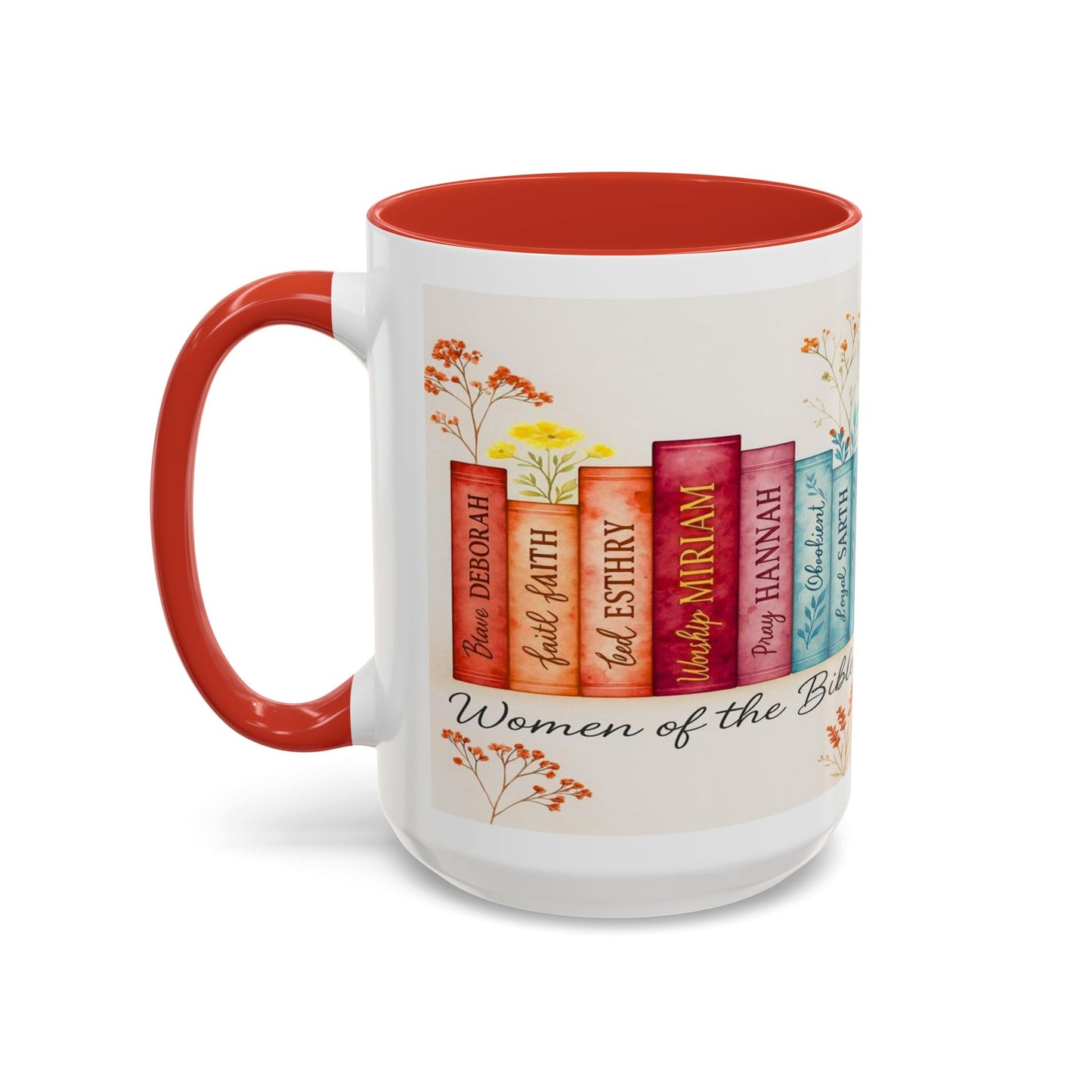 Bible Women Coffee Mug — Floral Illustrated Books Design (11/15 oz)