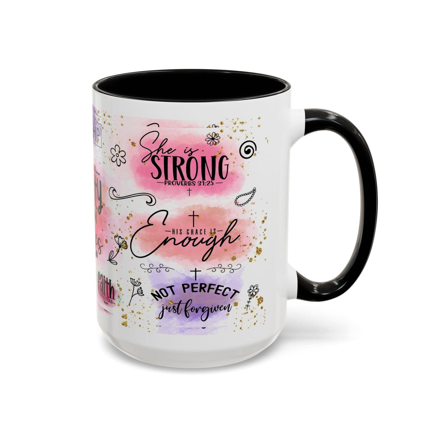 Inspirational Christian Coffee Mug — "Beauty From Ashes" Faith & Strength Accent Mug (11/15oz)