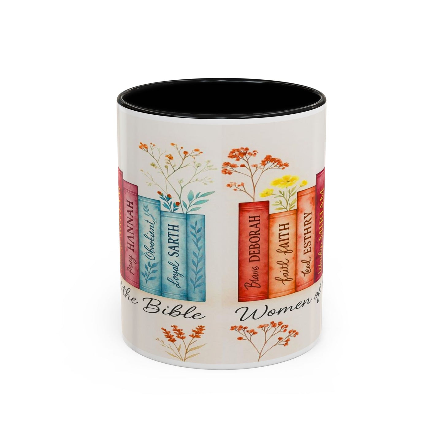Bible Women Coffee Mug — Floral Illustrated Books Design (11/15 oz)