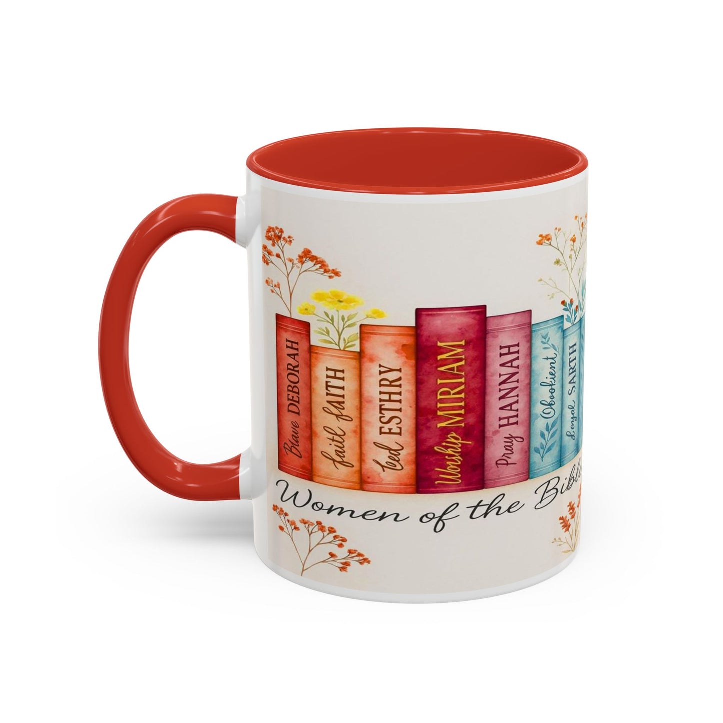 Bible Women Coffee Mug — Floral Illustrated Books Design (11/15 oz)