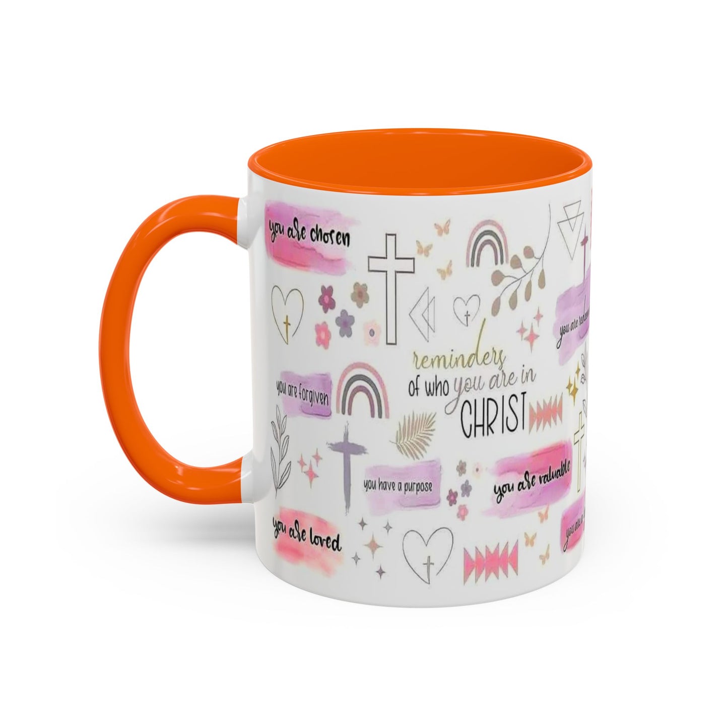 Christian Accent Coffee Mug — "Remind me who you are in Christ" Inspirational Pattern